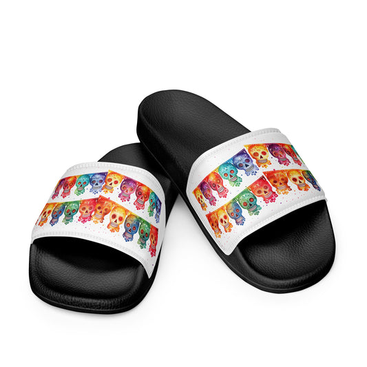 Mexican Fiesta Skull Banner Ladies Slides