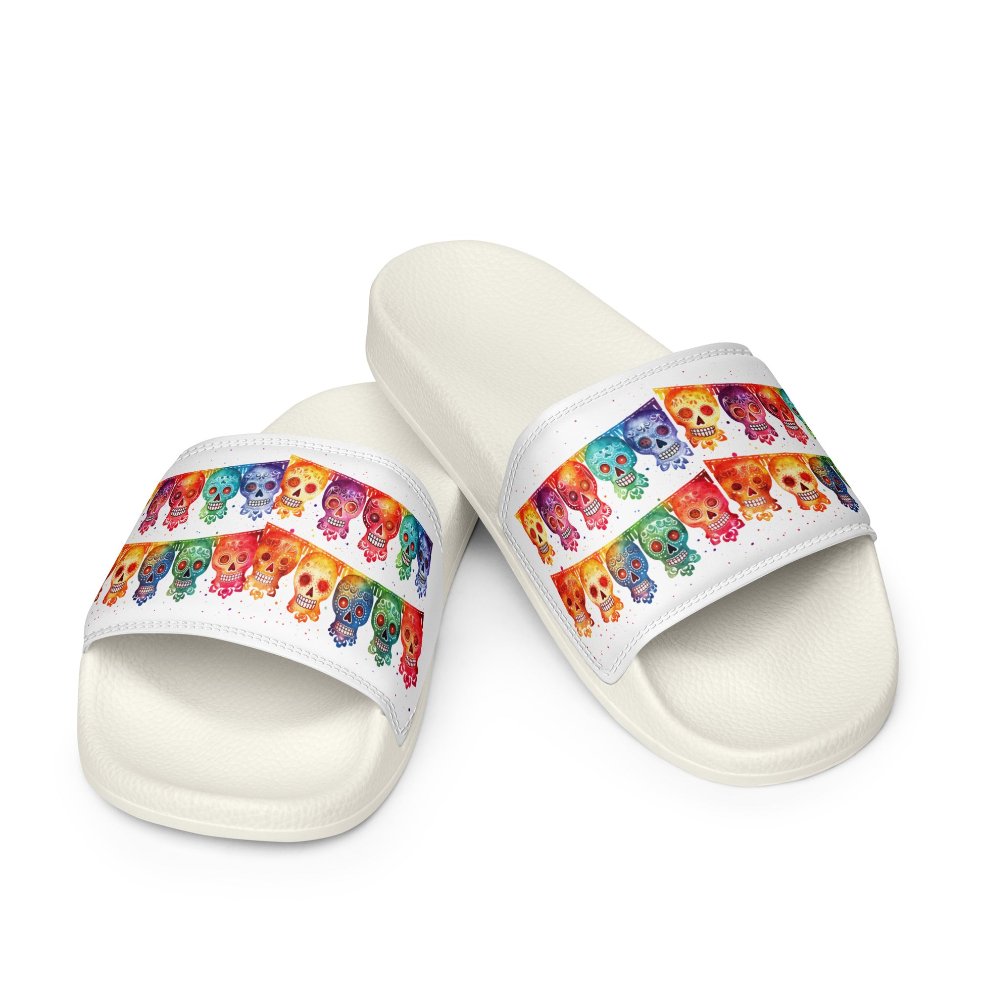 Mexican Fiesta Skull Banner Ladies Slides