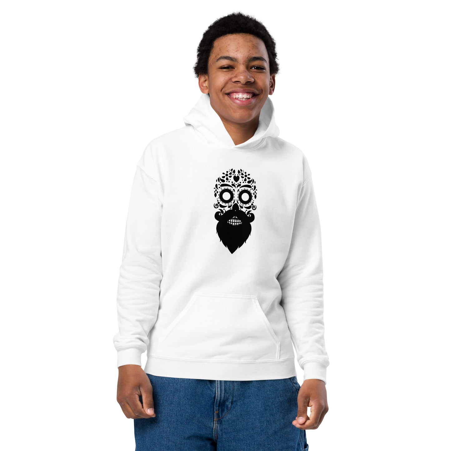 Bearded Sugar Skull Youth Hoodie