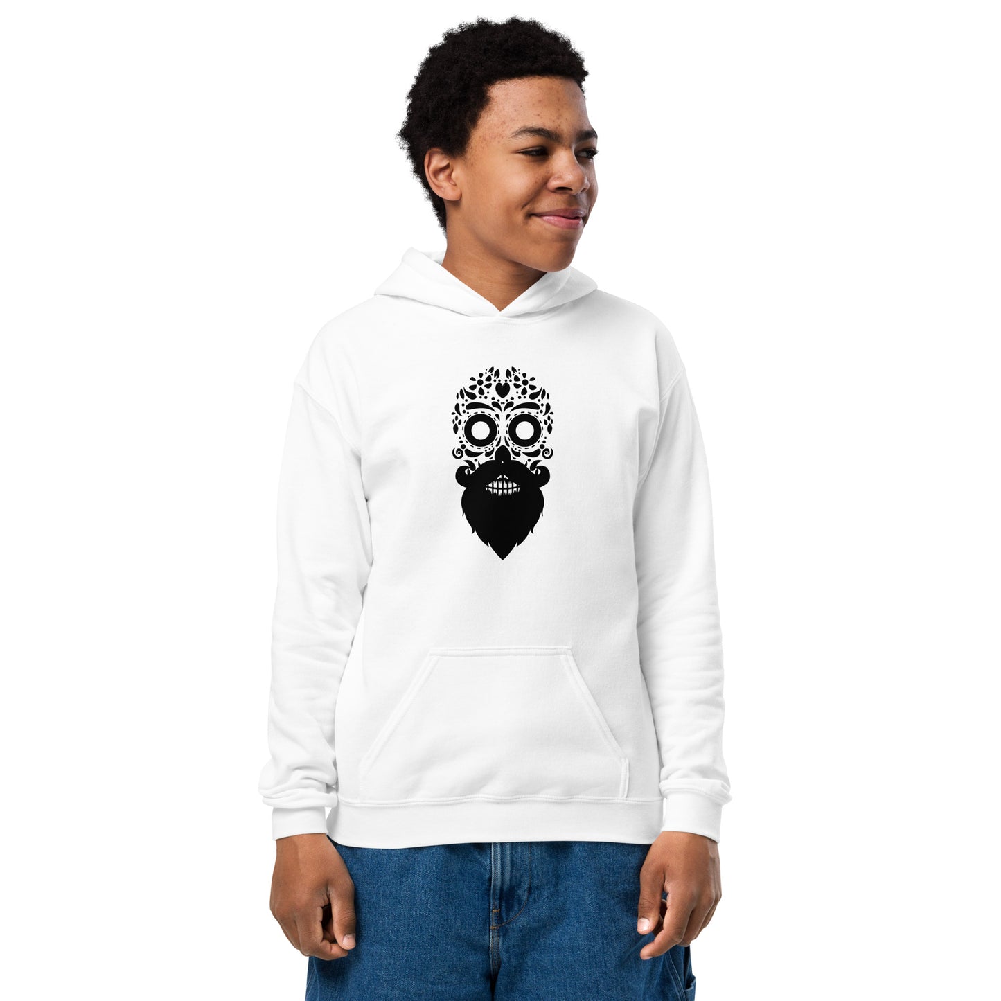 Beard Skull Youth Hoodie